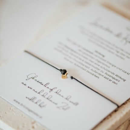 Armband Herz Lavastein und Rosenquarz