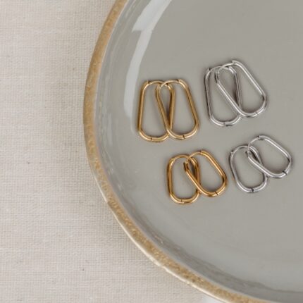 Rechteckige Creolen Silber und Gold