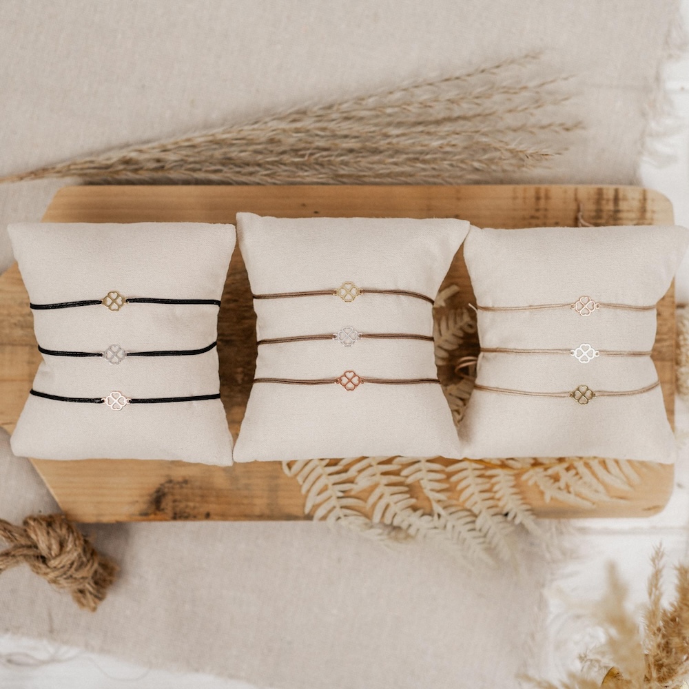 kleblatt-alle-quadr Armband Kleeblatt aus 925 Sterling Silber