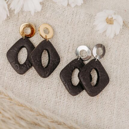 Ohrhänger Donut schwarz