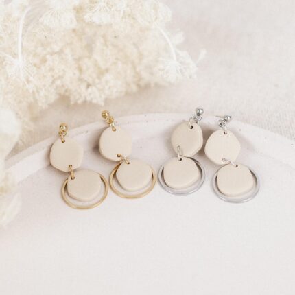 Ohrhänger Irregular Circles beige