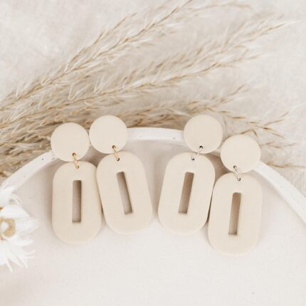 Ohrhänger Statement beige