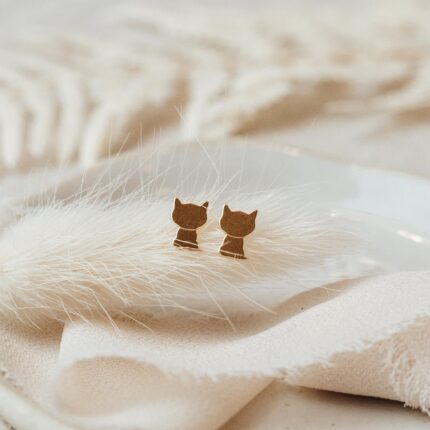 Ohrstecker Katze aus 925 Silber gold