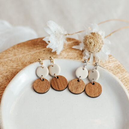Ohrhänger Holz No. 3 beige