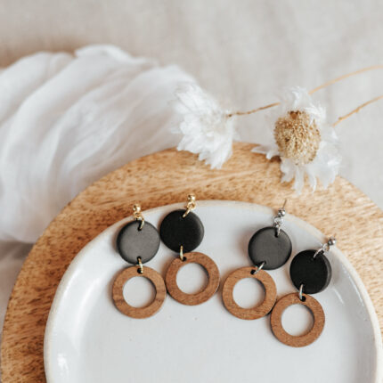 Ohrhänger Holz No. 4 schwarz