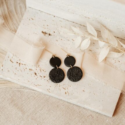 Ohrhänger Double Circles schwarz